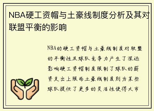 NBA硬工资帽与土豪线制度分析及其对联盟平衡的影响
